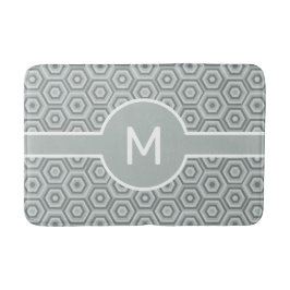 Modern White Monogram on Gray Geometric Badematte