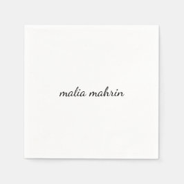 Modern White Monogram Script Design Serviette