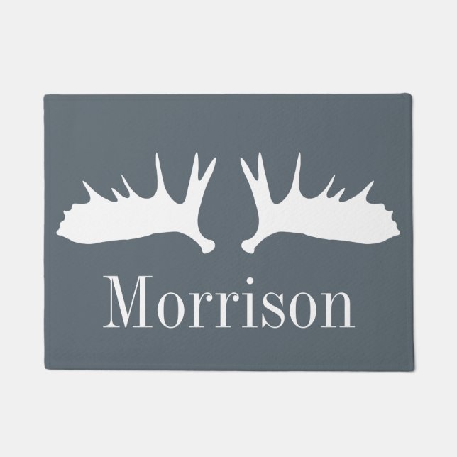 Modern White Moose Antlers Fußmatte (Vorderseite)