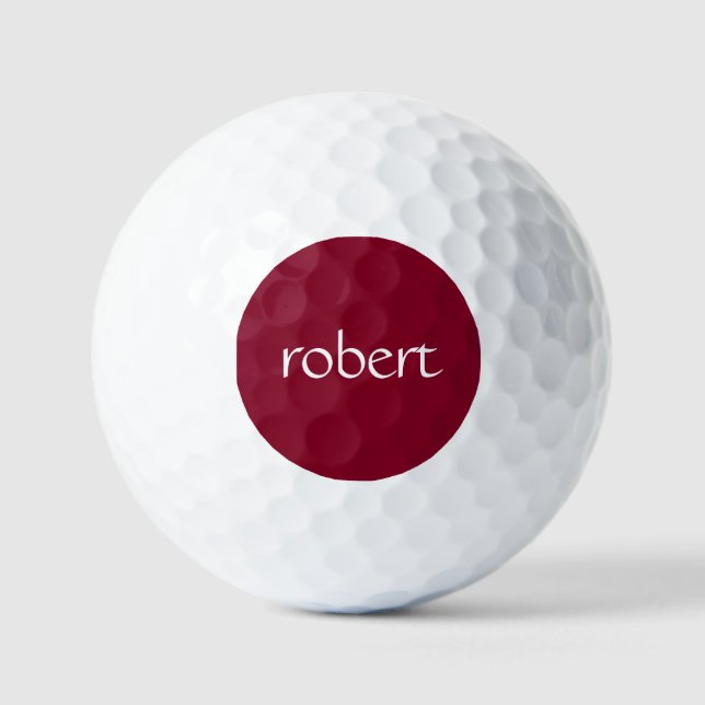 Modern White Name | Trendy Burgundy Golfball (Vorderseite)