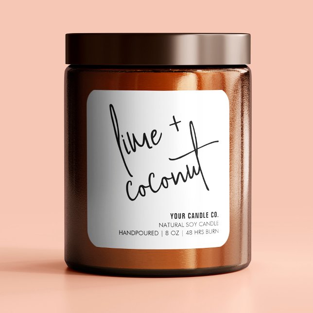 Modern White Natural Candle / Soap Product Label Quadratischer Aufkleber (Von Creator hochgeladen)