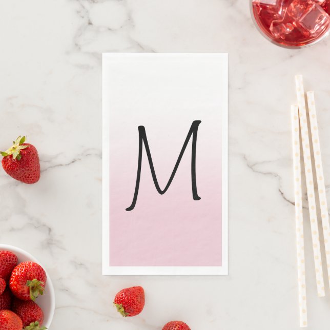 Modern White Ombre Monogram Serviette (Beispiel)