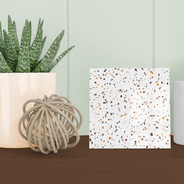 Modern White Orange Brown Terrazzo Fliese (Von Creator hochgeladen)