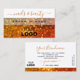 Modern White Orange Gold Sparkle Glitzer mit Logo Visitenkarte