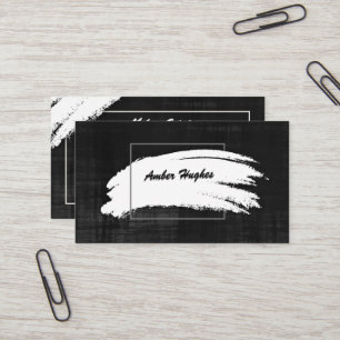 Modern White Paint Brush Stroke Business Card Visitenkarte