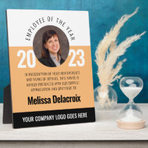 Modern White Peach Black Employee of Year Award