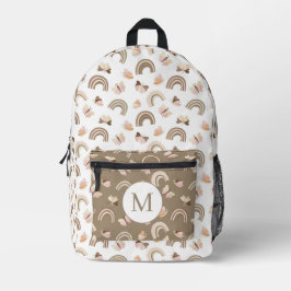 Modern White &pink Butterflies Rainbow Monogram Bedruckter Rucksack