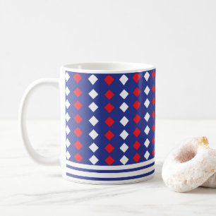 Modern White Red Diamond Strip Kaffeetasse
