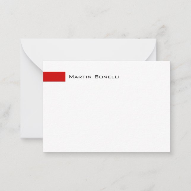 Modern White Red Einfach Minimalistisch Mitteilungskarte (Vorderseite)