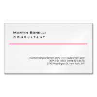 Modern White Red Simple Consultant Business Card