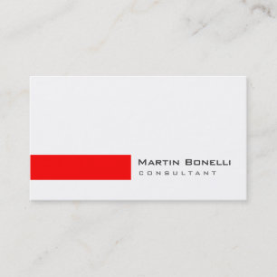Modern White Red Simple Consultant Business Card Visitenkarte