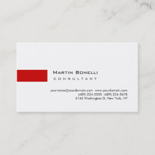Modern White Red Simple Consultant Business Card Visitenkarte