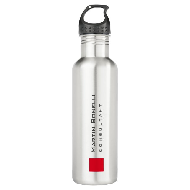 Modern White Red Simple Consultant Edelstahlflasche (Vorderseite)