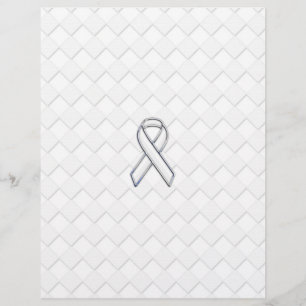 Modern White Ribbon Awareness on Schachbretts Prin