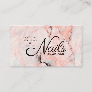 Modern White & Rose Marmor Gold Nägel nach "Name" Visitenkarte