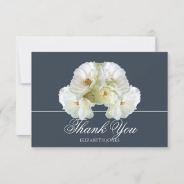 Modern White Roses Bridal Shower Thank You Card Dankeskarte