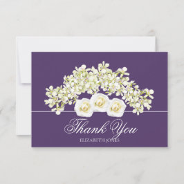 Modern White Roses Bridal Shower Thank You Card Dankeskarte