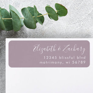Modern White Script Dusty Lavender Rücksendeadress