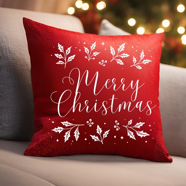 Modern White Script Frohe Weihnachtsbaumkissen Kissen (Von Creator hochgeladen)