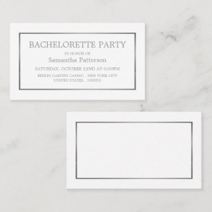 Modern White & Silver Junggeselinnen-Abschied Tick Visitenkarte