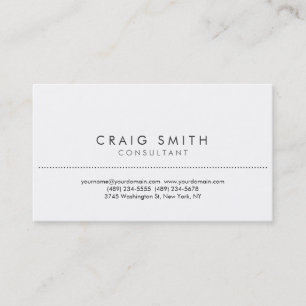 Modern White Simple Consultant Business Card Visitenkarte