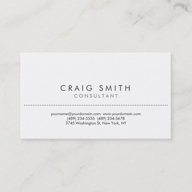 Modern White Simple Consultant Business Card Visitenkarte (Vorderseite)