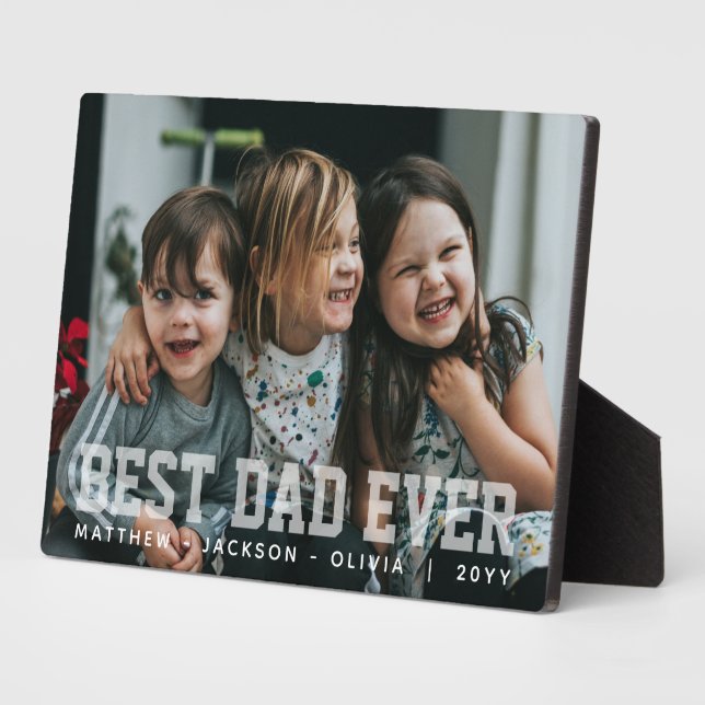 Modern White Simple Custom Best Dad Ever Photo Fotoplatte (Seite)