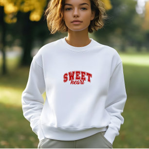 Modern White Sweet Heart Print Woman Sweatshirt
