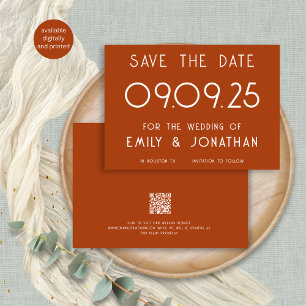Modern White Typografy Terracotta Wedding Save The Date