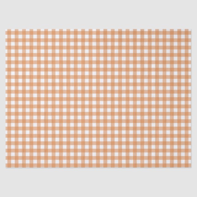 Modern White und Orange Gingham Kariert Seidenpapier (Vorderseite)