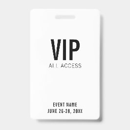 Modern White VIP All Access QR Code Event  Ausweis