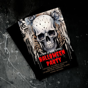 Modern Wicked Skull Black Halloween-Party Einladung