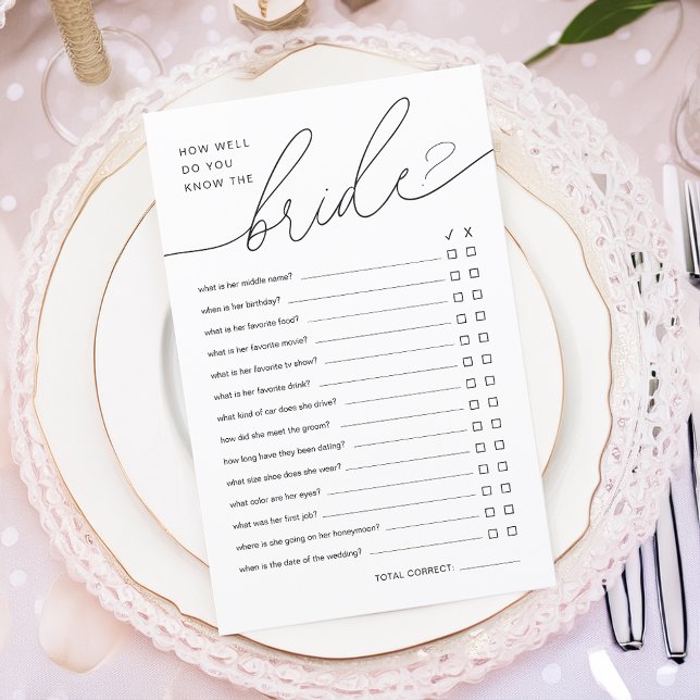 Modern wie gut Sie das Brautduschenspiel kennen (Modern How Well Do You Know The Bride Shower Game)