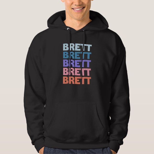 Modern wiederholtes Textbrett Hoodie (Vorderseite)