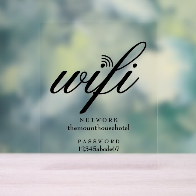 Modern Wifi Network and Password Sign Acrylschild (Neutral)