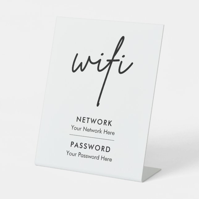 Modern Wifi Password Network Pedestzeichen Sockelschild (Vorderseite)