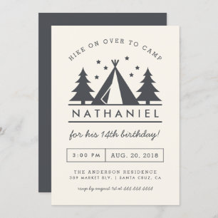 Modern Wigwam im Birthday Camp-Party von Woods Einladung