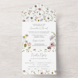 Modern Wilde Blume Boho Botanischer Garten Hochzei All In One Einladung