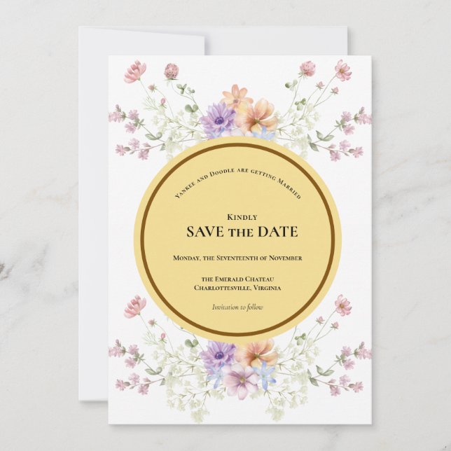 Modern wildflowers spring wedding save the date (Vorderseite)