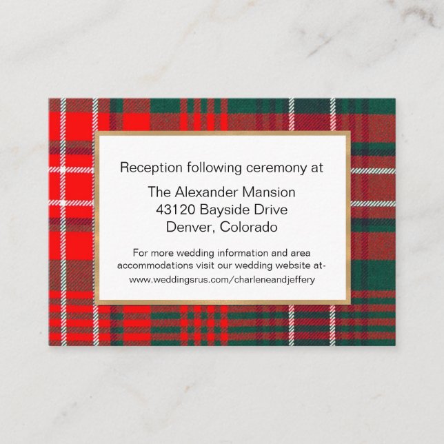 Modern Wilson Tartan Karierte Hochzeitskarte Begleitkarte (Vorderseite)