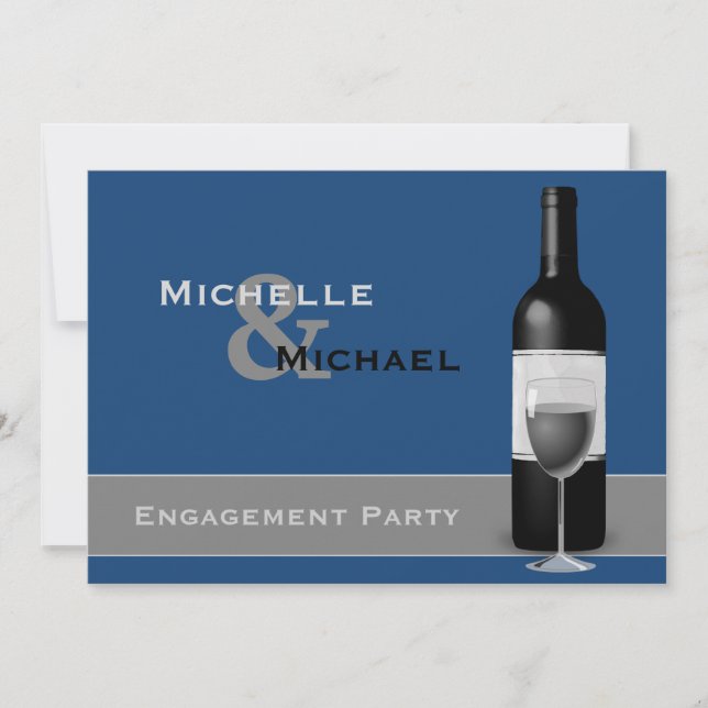 Modern Wine Bottle Engagement Party Einladung (Vorderseite)