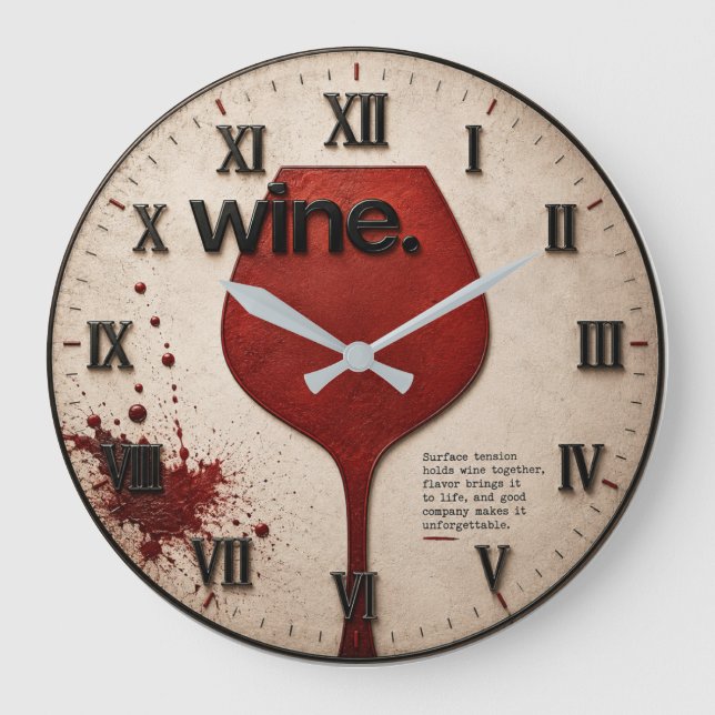 Modern Wine Glass Minimalist  Große Wanduhr (Vorderseite)