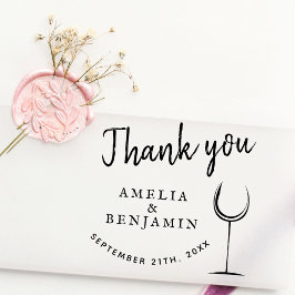 Modern Wine Glass Typografy Danke für Ihre Hochzei Gummistempel