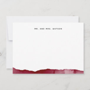 Modern Wine Red Burgundy Splash Custom Stationery Mitteilungskarte