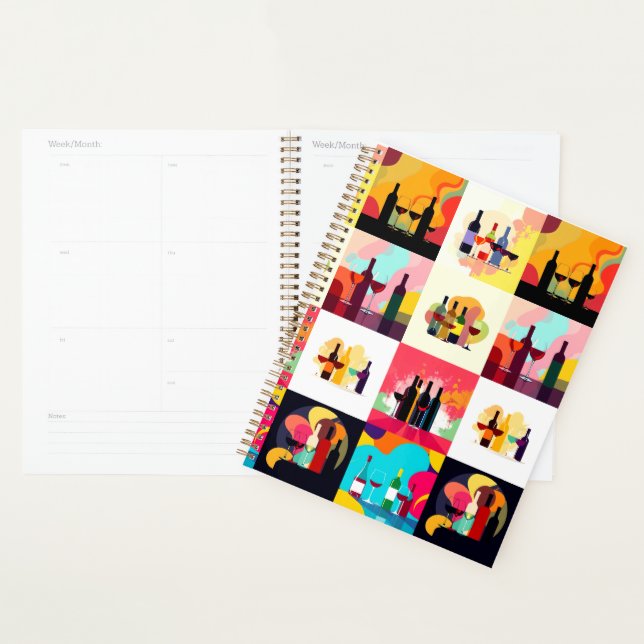 Modern Wine Set Silhouette Collage - Bold Colorful Planer (Anzeige)