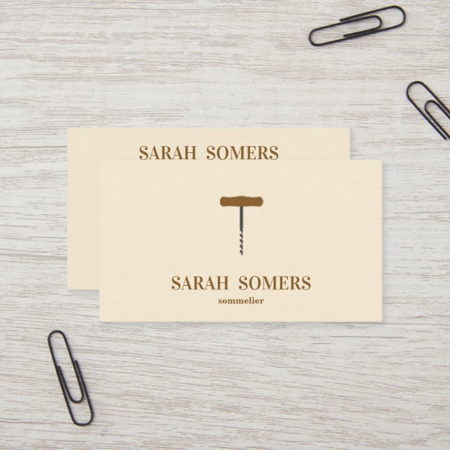 Modern Wine Stain Corkschraube Sommelier Barkeeper Visitenkarte (Vorderseite/Rückseite Beispiel)