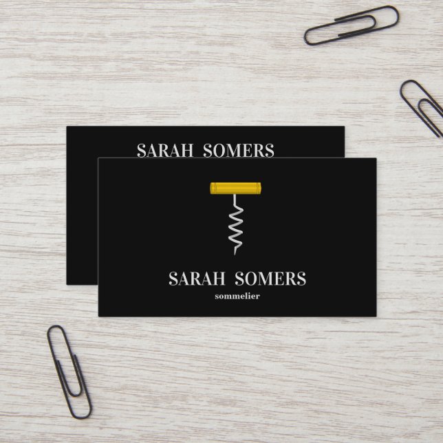 Modern Wine Stain Corkschraube Sommelier Barkeeper Visitenkarte (Vorderseite/Rückseite Beispiel)
