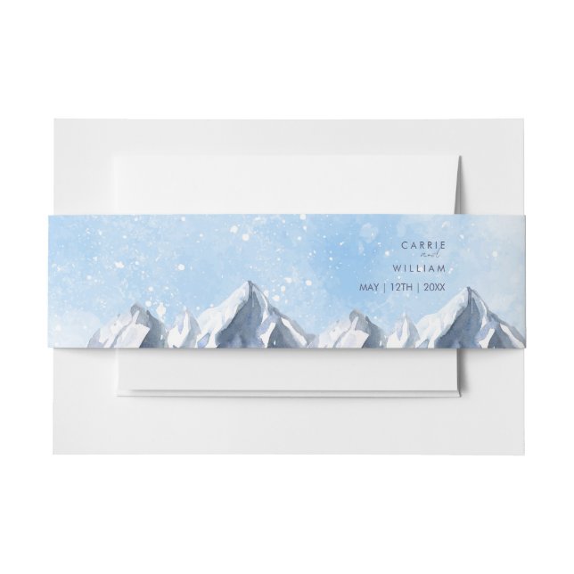 Modern Winter Mountain Pattern Wedding Einladungsbanderole (Vorderseite Beispiel)