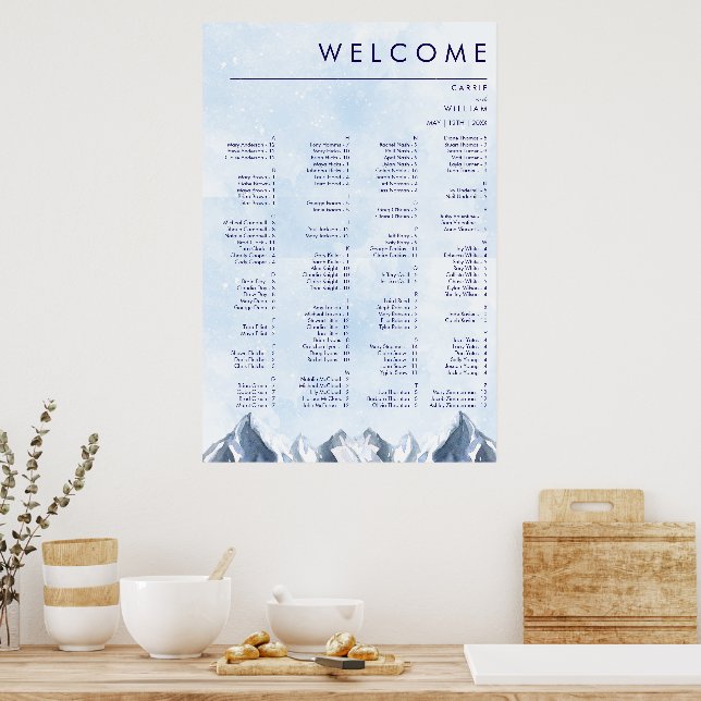 Modern Winter Mountain Pattern Wedding Poster (Küche)