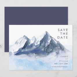 Modern Winter Mountain Pattern Wedding Save The Date